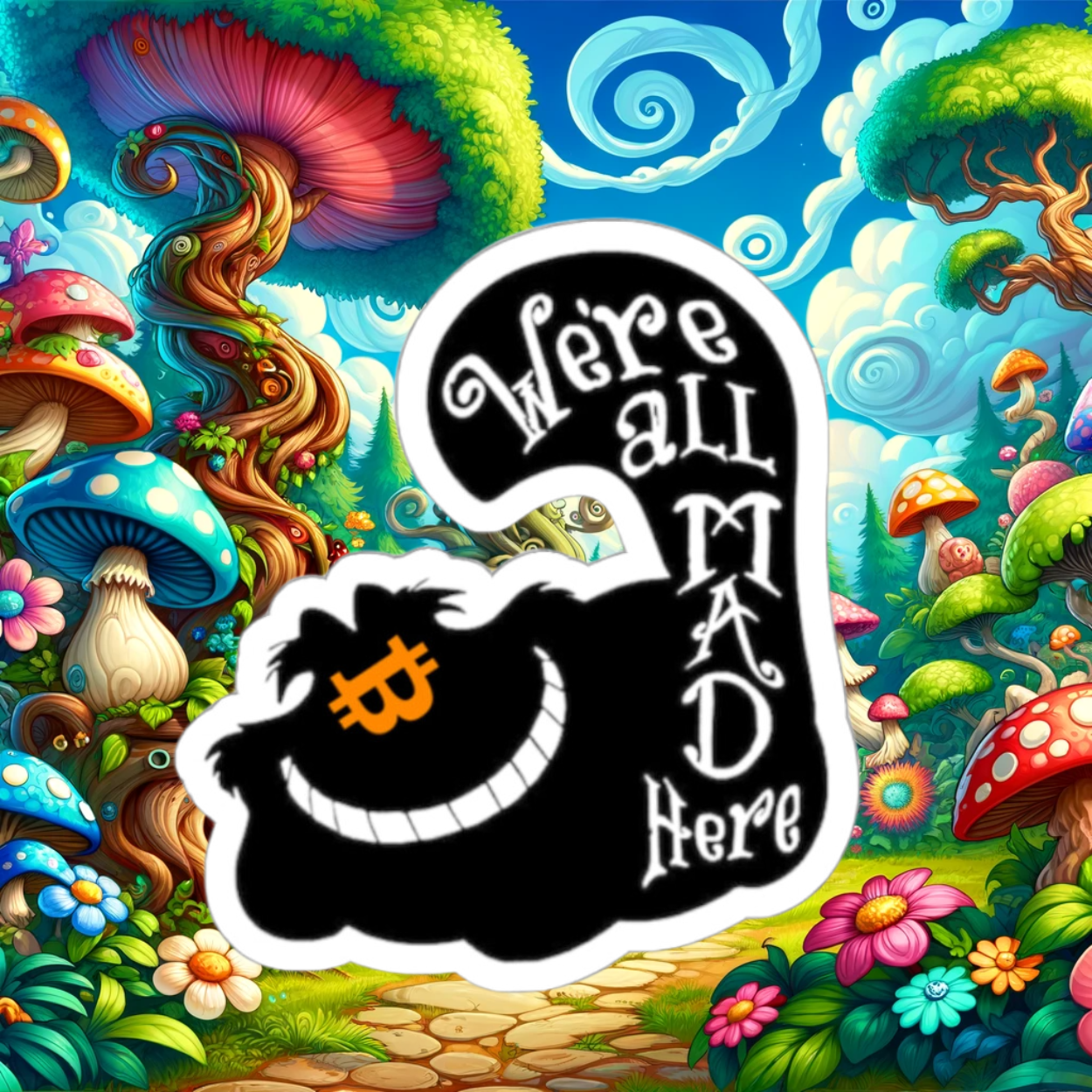 Bitcoin, We're All Mad Here: Kiss-Cut Stickers